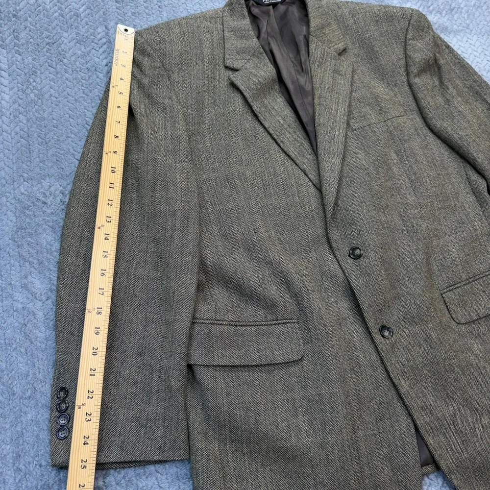 Jos A Bank Blazer Mens 46L Brown Herringbone Wool Two Button Sport Coat Long